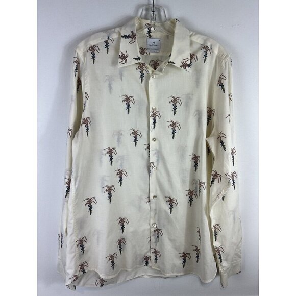 PS By Paul Smith Men’s Button Up Long Sleeve Shirt Trees Medium Capsule Neutral - Picture 1 of 7